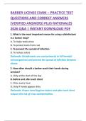 BARBER LICENSE EXAM &ndash; PRACTICE TEST  QUESTIONS AND CORRECT ANSWERS  &lpar;VERIFIED ANSWERS&rpar; PLUS RATIONALES  2026 Q&A &vert; INSTANT DOWNLOAD PDF 