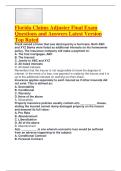 Florida Claims Adjuster Final Exam Questions and Answers Latest Version Top Rated 