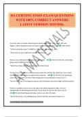 BA CERTIFICATION EXAM QUESTIONS WITH 100&percnt; CORRECT ANSWERS LATEST VERSION 2025&sol;2026