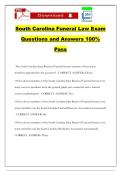 South Carolina Funeral Law Exam Questions and Answers 100&percnt; Pass