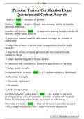 Personal Trainer Certification Exam  Questions and Correct Answers 