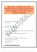BIOL 1412 - CARDIOVASCULAR PHYSIOLOGY EXAM QUESTIONS WITH 100&percnt; CORRECT ANSWERS LATEST VERSION 2025&sol;2026