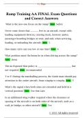 Ramp Training AA FINAL Exam Questions  and Correct Answers 