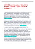 CIPP&sol;E Exam Questions With 100&percnt; Correct Answers Latest 2025&sol;2026&comma; Graded A&plus;&period;