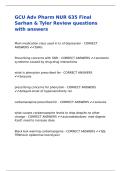 GCU Adv Pharm NUR 635 Final Sarhan & Tyler Review questions with answers