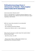 Pathopharmacology Exam 1 &lpar;University of Toledo - Patty Sopko&rpar; QUESTIONS WITH ANSWERS