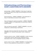 Pathophysiology and Pharmacology - EXAM 1 QUESTIONS WITH ANSWERS