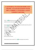 CALIFORNIA WATER DISTRIBUTION GRADE 3 EXAM QUESTIONS WITH 100&percnt; CORRECT ANSWERS LATEST VERSION 2025&sol;2026&period;