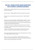 BIO 351 - EXAM 2 STUDY GUIDE QUESTIONS WITH CORRECT ANSWERS 2025&sol;2026
