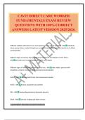 CAVIT DIRECT CARE WORKER FUNDAMENTALS EXAM REVIEW QUESTIONS WITH 100&percnt; CORRECT ANSWERS LATEST VERSION 2025&sol;2026&period;