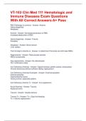 VT-103 Clin Med 111 Hematologic and Immune Diseases Exam Questions With All Correct Answers A&plus; Pass