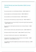 Florida Dental Law Exam Questions With Correct Answers 