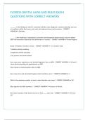 Florida Dental Laws and Rules Exam Questions With Correct Answers