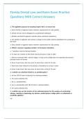 Florida Dental Law and Rules Exam Practice Questions With Correct Answers 