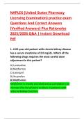 NAPLEX &lpar;United States Pharmacy  Licensing Examination&rpar; practice exam  Questions And Correct Answers  &lpar;Verified Answers&rpar; Plus Rationales  2025&sol;2026 Q&A &vert; Instant Download  Pdf 