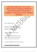 RUTGERS BIOLOGY 116 EXAM 1 PHYLOGENY SHARED & DERIVED TRAITS QUESTIONS WITH 100&percnt; CORRECT ANSWERS LATEST VERSION 2025&sol;2026&period;