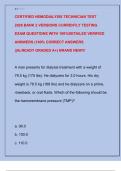 CERTIFIED HEMODIALYSIS TECHNICIAN TEST  2026 BANK 2 VERSIONS CURRENTLY TESTING  EXAM QUESTIONS WITH 100&percnt;DETAILED VERIFIED  ANSWERS &lpar;100&percnt; CORRECT ANSWERS  &vert;&vert;ALREADY GRADED A&plus;&rpar; BRAND NEW&excl;&excl;&excl; 