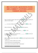 BIO 133 EXAM 1 QUESTIONS WITH 100&percnt; CORRECT ANSWERS LATEST VERSION 2025&sol;2026&period;