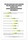TFM FINAL EXAM STUDY GUIDE&vert; QUESTIONS AND 100&percnt; CORRECT WELL DETAILED ANSWERS&vert;LATEST UPDATE&excl;&excl;&excl;&excl;2025&sol;2026&vert;GUARANTEED PASS&vert;GRADED A&plus;
