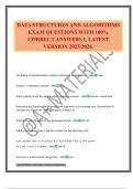 DATA STRUCTURES AND ALGORITHMS EXAM QUESTIONS WITH 100&percnt; CORRECT ANSWERS L LATEST VERSION 2025&sol;2026&period;