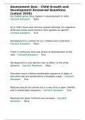 Assessment Quiz - Child Growth and Development Answered Questions &lpar;Latest 2026&rpar;&period;