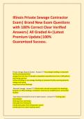  Illinois Private Sewage Contractor Exam&vert; Brand New Exam Questions with 100&percnt; Correct Clear Verified Answers&vert; All Graded A&plus;&vert;Latest Premium Update&vert;100&percnt; Guaranteed Success&period;