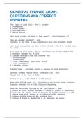 MUNICIPAL FINANCE ADMIN&period; QUESTIONS AND CORRECT ANSWERS
