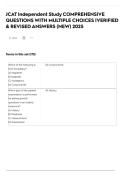 JCAT Independent Study COMPREHENSIVE QUESTIONS WITH MULTIPLE CHOICES &vert;VERIFIED & REVISED ANSWERS &lpar;NEW&rpar; 2025