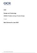 2025 OCR GCE A Level Design and Technology H406&sol;02&colon; Problem solving in  Product Design - Final Marking Scheme