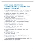CMFO EXAM - GRANT FUND JOURNAL ENTRIES QUESTIONS AND CORRECT ANSWERS
