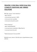 PEDIATRIC CCRN FINAL PAPER EXAM 2026 COMPLETE QUESTIONS AND VERIFIED SOLUTION