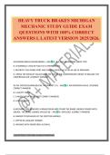 HEAVY TRUCK BRAKES MICHIGAN MECHANIC STUDY GUIDE EXAM QUESTIONS WITH 100&percnt; CORRECT ANSWERS L LATEST VERSION 2025&sol;2026&period;