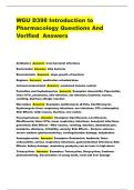 WGU D398 Introduction to Pharmacology Questions And Verified  Answers 