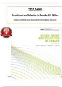 TEST BANK Recruitment and Selection in Canada&comma; 8th Edition Catano&comma; Hackett&comma; and Belcourt All 10 Chapters Covered