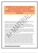 ISTQB TEST MANAGER &lpar;SYLLABUS&rpar; EXAM QUESTIONS WITH 100&percnt; CORRECT ANSWERS LATEST VERSION 2025&sol;2026&period;