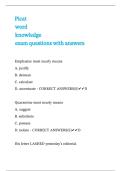 Picat word knowledge exam questions with answers