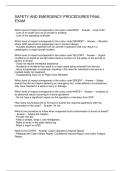 SAFETY AND EMERGENCY PROCEDURES FINAL EXAM