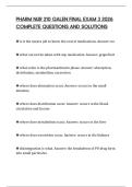 PHARM NUR 210 GALEN FINAL EXAM 3 2026 COMPLETE QUESTIONS AND SOLUTIONS