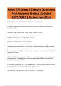 Astro 7N Exam 2 Sample Questions And Answers &vert;Latest Updated 2025&sol;2026 &vert; Guaranteed Pass