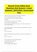 General Crane Safety Exam Questions And Answers &vert; Latest Updated &vert; 2025&sol;2026 &vert; Guaranteed Pass