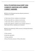 PHTLS 9TH EDITION EXAM SCRIPT 2026 COMPLETE QUESTIONS WITH VERIFIED CORRECT ANSWERS