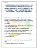COLORADO REAL ESTATE EXAM NEWEST 2026  ACTUAL EXAM QUESTIONS AND CORRECT  DETAILED ANSWERS &lpar;VERIFIED ANSWERS&rpar; ALL  ANSWERED &lbrace;75 Q & A&rcub; ALREADY GRADED A&plus; &vert;  BRAND NEW&excl; &vert; 100&percnt; GUARANTEED PASS 