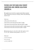 PHYSICS 250 TEST BANK 2026 THEORY QUESTIONS AND VERIFIED SOLUTIONS GRADED A&plus;