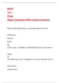 INDT 113 &ndash; Final Exam Questions With Correct Answers &comma;