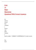 Unit 31 Basic Electricity Questions With Correct Answers