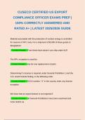CUSECO CERTIFIED US EXPORT COMPLIANCE OFFICER EXAMS PREP &vert; 100&percnt; CORRECTLY ANSWERED AND RATED A&plus; &vert; LATEST 2025&sol;2026 GUIDE