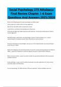 Social Psychology 379 Athabasca Final Review Chapter 1-6 Exam Questions And Answers 2025&sol;2026