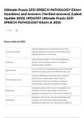 Ultimate Praxis 5331 SPEECH PATHOLOGY EXAM Questions and Answers &lpar;Verified Answers&rpar; &lpar;Latest Update 2025&rpar; UPDATE&excl;&excl; Ultimate Praxis 5331 SPEECH PATHOLOGY EXAM &commat; 2025
