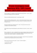 Private Investigator Exam Questions With 100&percnt; Correct Answers 2025&sol;2026 &vert;Latest Version