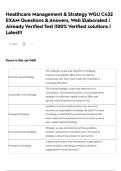 Healthcare Management & Strategy WGU C432 EXAM Questions & Answers&comma; Well Elaborated &vert; Already Verified Test &vert;100&percnt; Verified solutions &vert; Latest&excl;&excl;